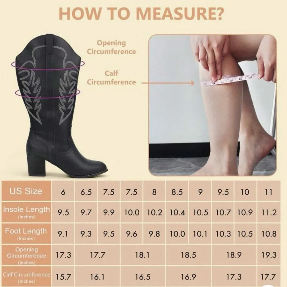 Extra Wide Black Cowboy Cowgirl Boots - Picture 6 of 10